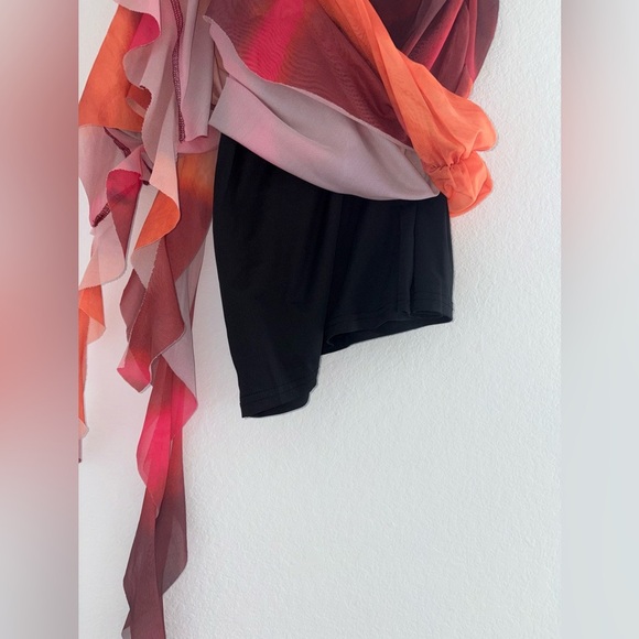 Asymmetric Summer Sunset Tie-Dyed Dress Ruffled Slim Fit - Picture 6 of 13